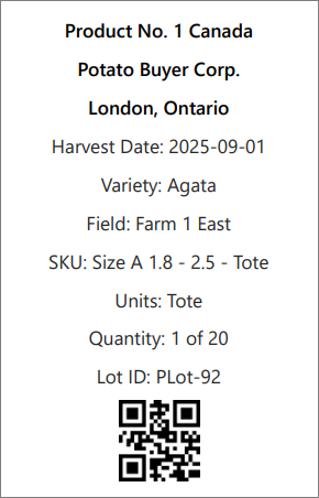 A example of a Alfarm label